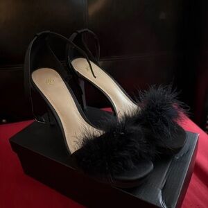 H&M Black Feathered Heels